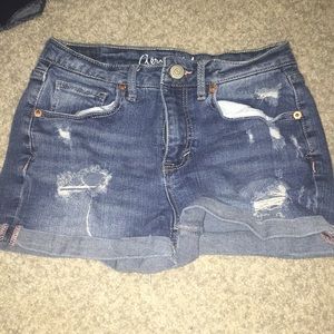aeropostale medium wash ripped denim shorts